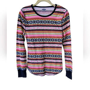 Old Navy Women's Long Sleeve Thermal Festive Sleep Lounge Shirt, M